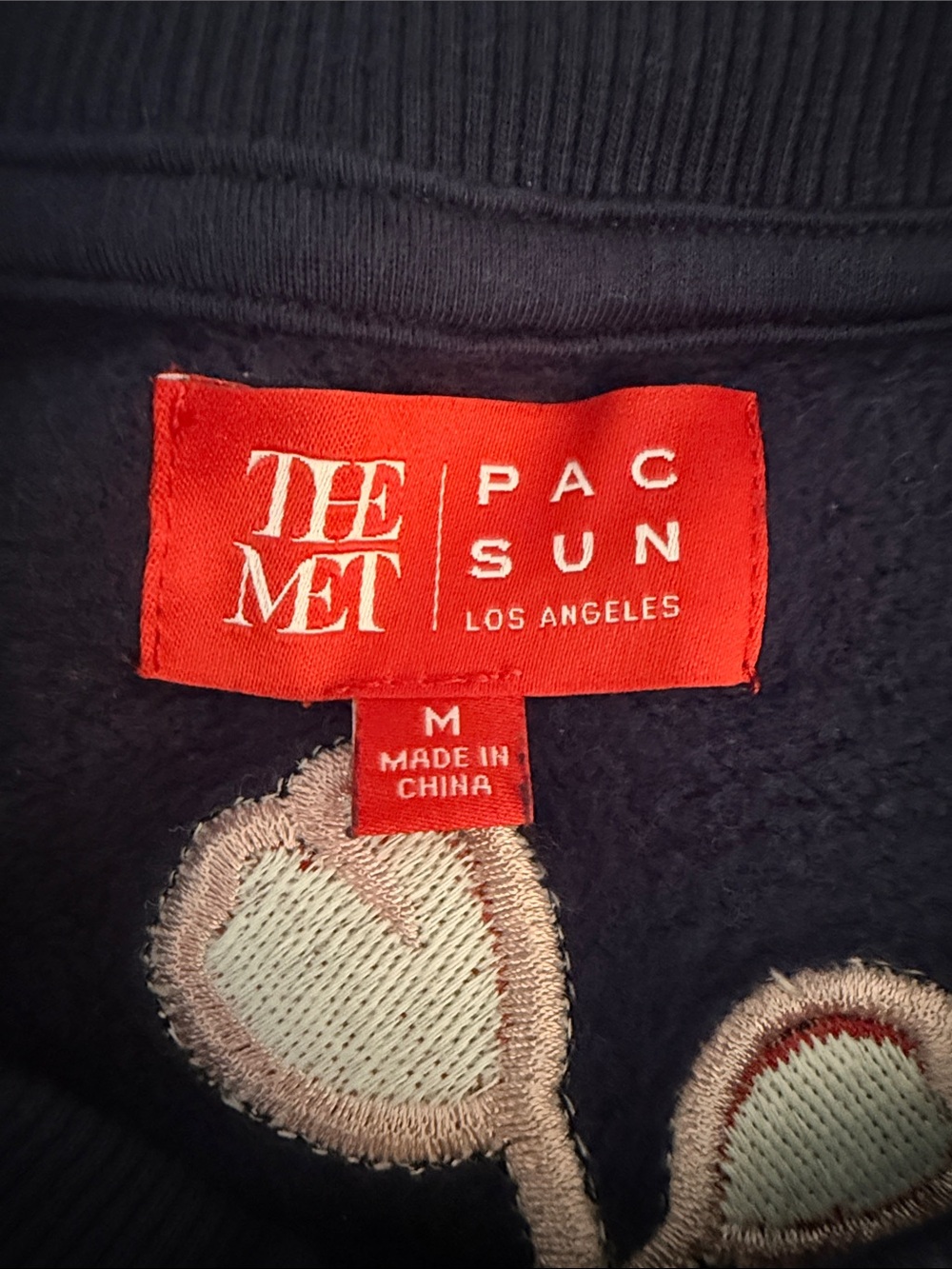 PacSun x The Met Navy Crewneck with Embroidered Chest Logo and Back - Picture 2 of 3